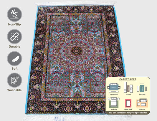 Qum Machine Made Silk Area Rug 150cm x 100cm