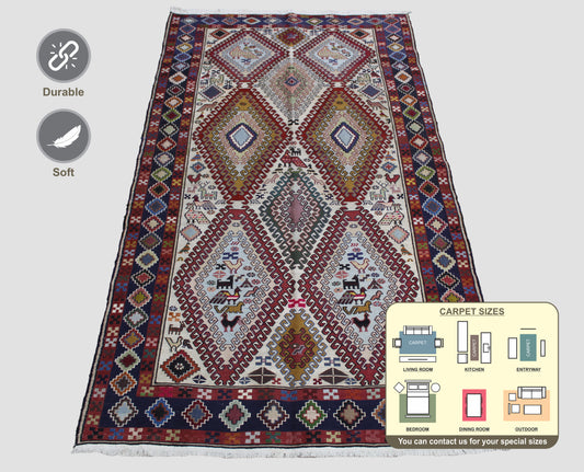 Kilim Soumak Silk Area Rug 207cm x 117cm