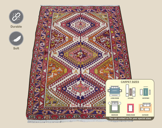 Kilim Soumak Silk Area Rug 135cm x 104cm