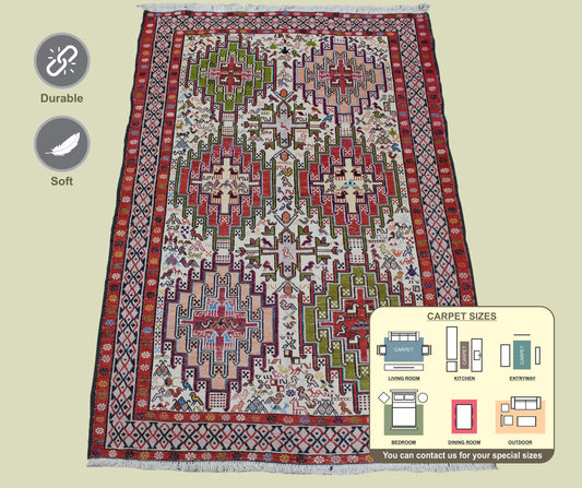 Kilim Soumak Silk Area Rug 143cm x 97cm