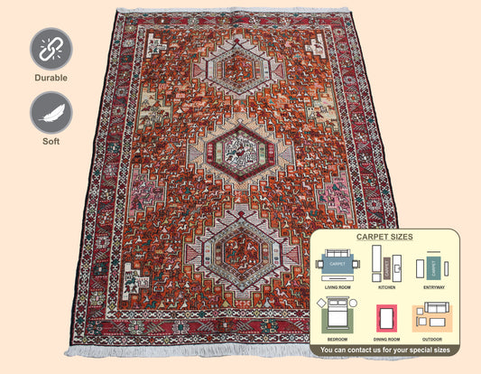 Kilim Soumak Silk Area Rug 143cm x 110cm