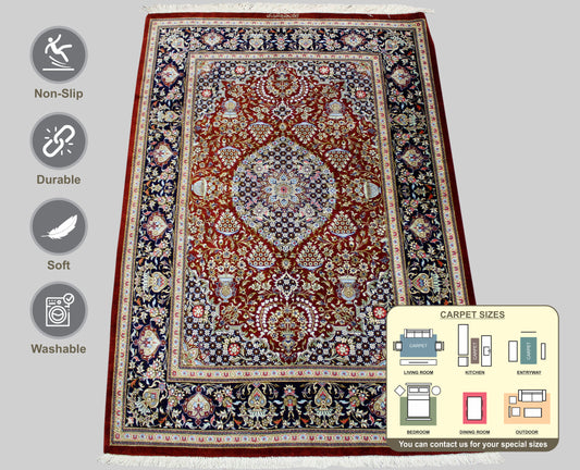 Qum Silk Signed Area Rug 143cm x 97cm